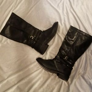KNEE HIGH FAUX LEATHER BOOTS